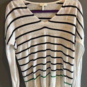 Joie Linen Long Sleeve Striped Top XS